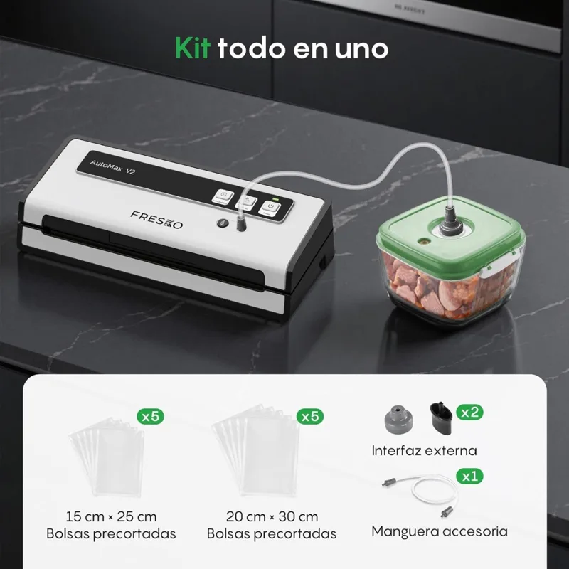 Kit todo en uno de la FRESKO Automax V2: bolsas precortadas, conectores y manguera