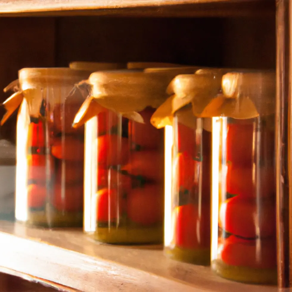 Envasado al vacío de tomates naturales en frascos de vidrio